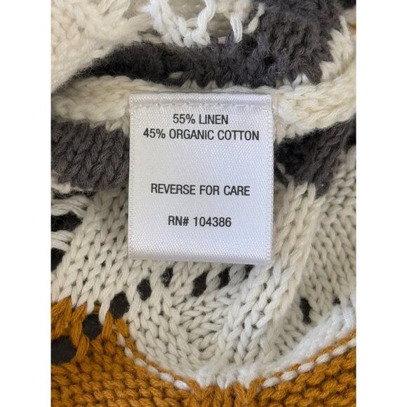 Garnet Hill Zigzag Pattern Womens Sweater 3/4 Sleeve Linen Cotton Blend Size M - Picture 7 of 8